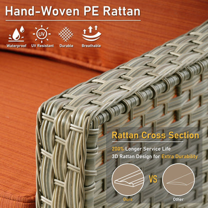 HOOOWOOO 6-pieces Wicker Patio Furniture Conversation Set with Coffee Table