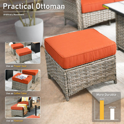 HOOOWOOO 6-pieces Wicker Patio Furniture Conversation Set with Coffee Table