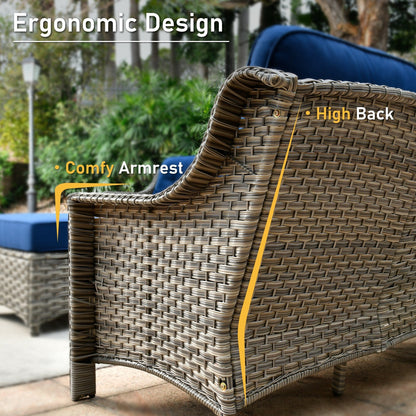HOOOWOOO 6-pieces Wicker Patio Furniture Conversation Set with Coffee Table