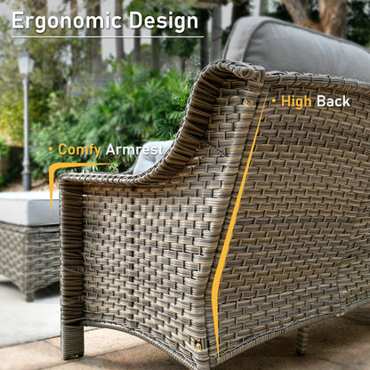 HOOOWOOO 6-pieces Wicker Patio Furniture Conversation Set with Coffee Table