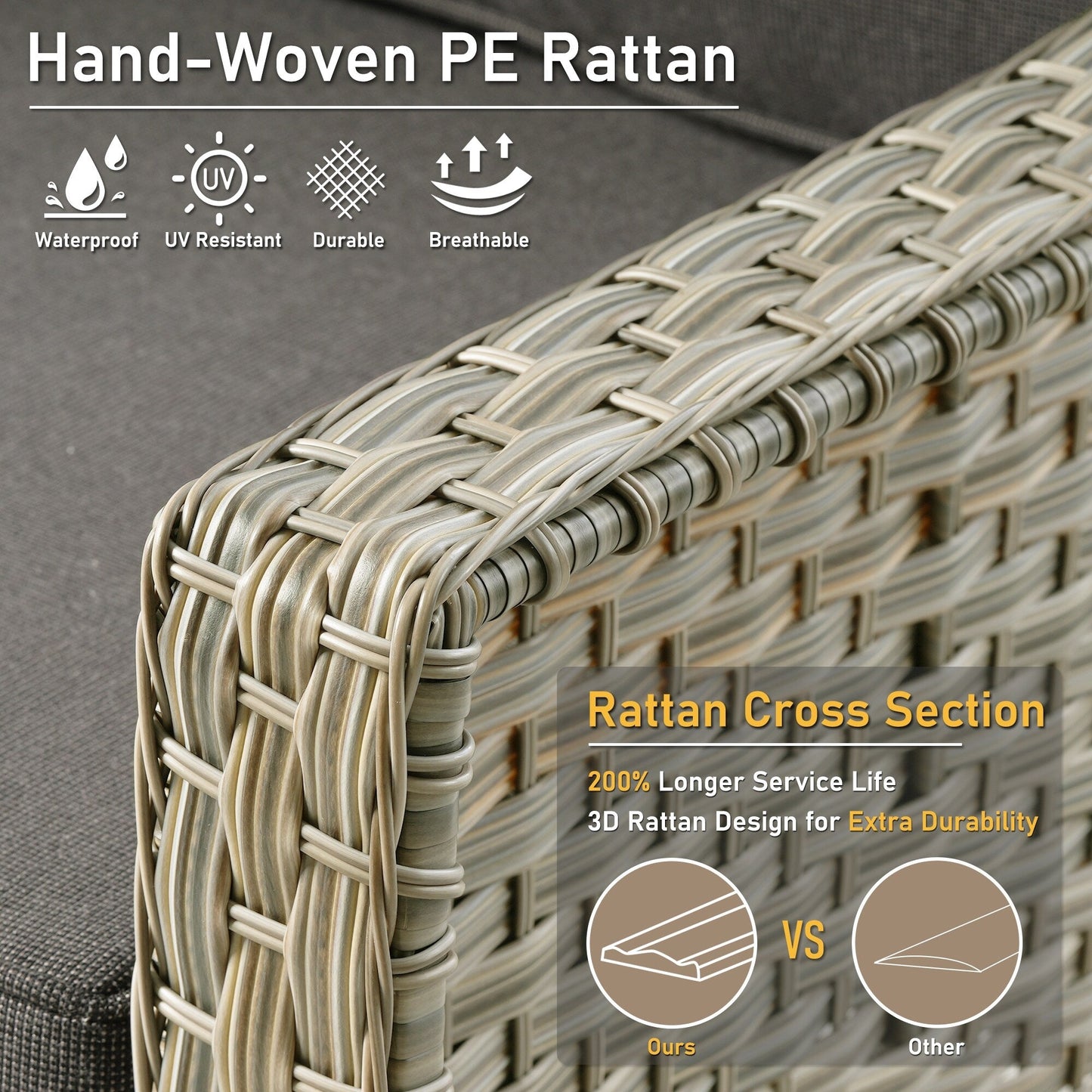 HOOOWOOO 6-pieces Wicker Patio Furniture Conversation Set with Coffee Table