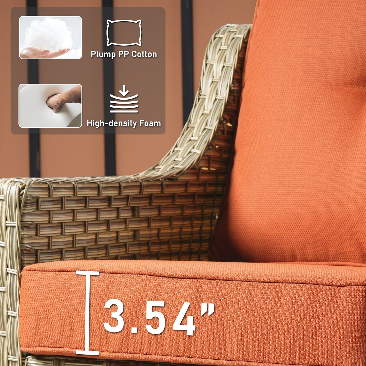 HOOOWOOO 6-pieces Wicker Patio Furniture Conversation Set with Coffee Table