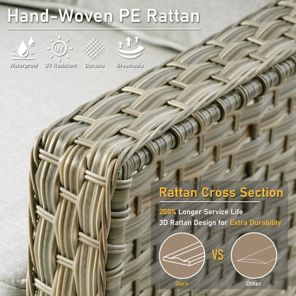 HOOOWOOO 6-pieces Wicker Patio Furniture Conversation Set with Coffee Table