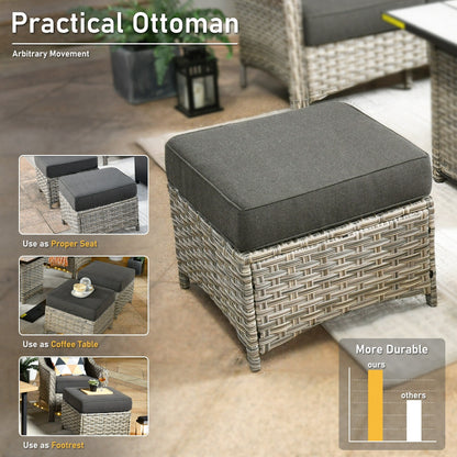 HOOOWOOO 6-pieces Wicker Patio Furniture Conversation Set with Coffee Table