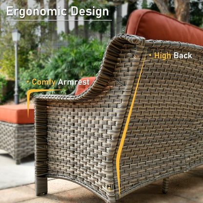 HOOOWOOO 6-pieces Wicker Patio Furniture Conversation Set with Coffee Table