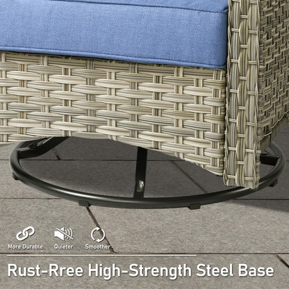 HOOOWOOO 7-piece Wicker High Back Patio Furniture Swivel Rocker Set with Fire Pit