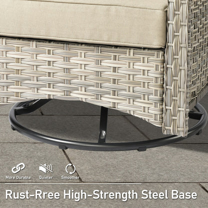 HOOOWOOO 7-piece Wicker High Back Patio Furniture Swivel Rocker Set with Fire Pit