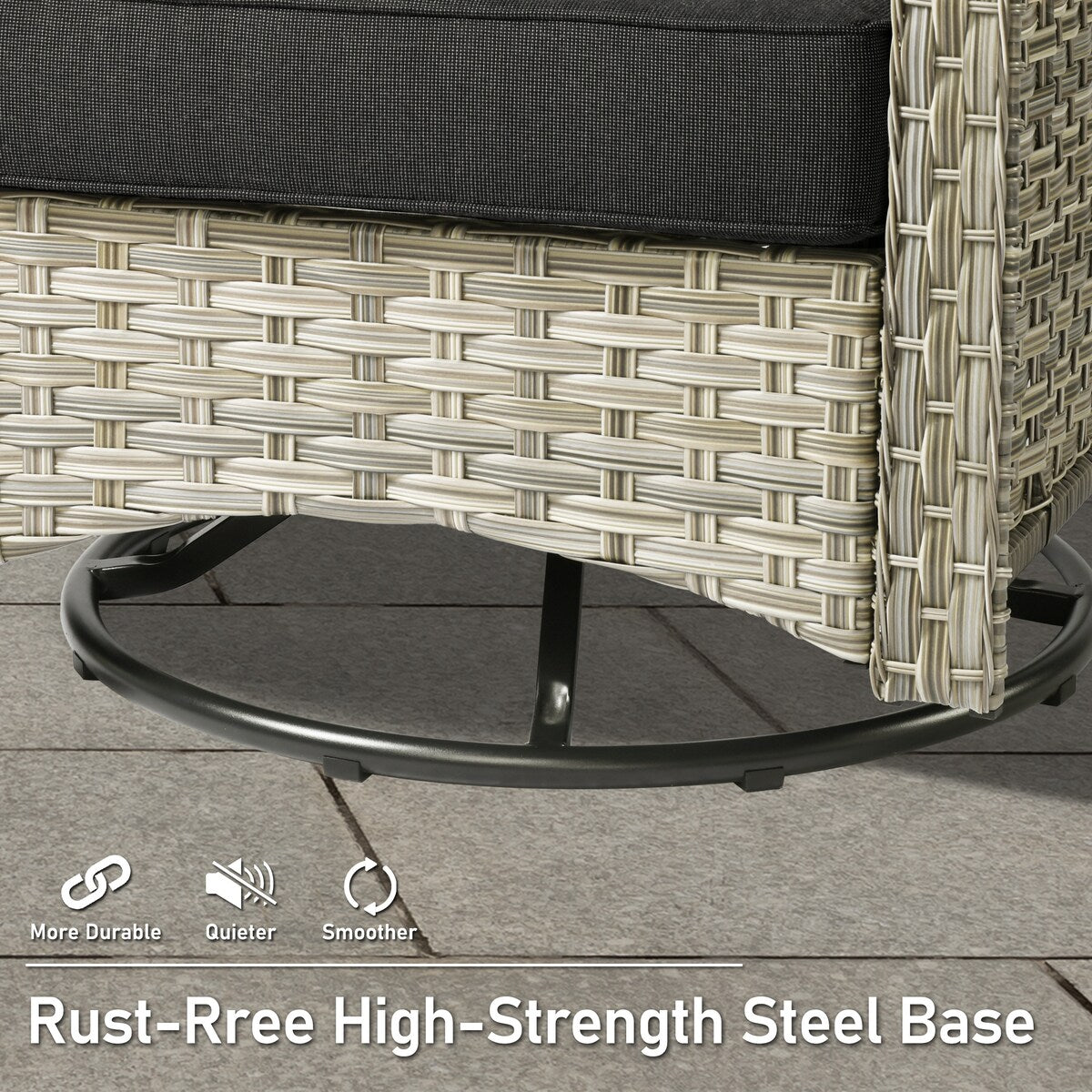 HOOOWOOO 7-piece Wicker High Back Patio Furniture Swivel Rocker Set with Fire Pit