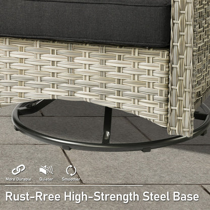 HOOOWOOO 7-piece Wicker High Back Patio Furniture Swivel Rocker Set with Fire Pit