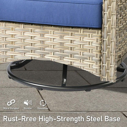 HOOOWOOO 7-piece Wicker High Back Patio Furniture Swivel Rocker Set with Fire Pit