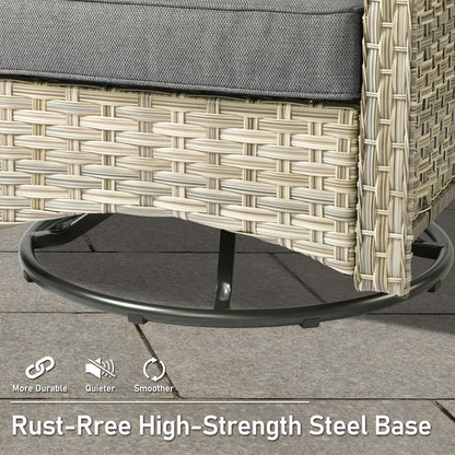HOOOWOOO 7-piece Wicker High Back Patio Furniture Swivel Rocker Set with Fire Pit