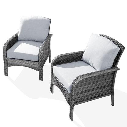 HOOOWOOO 2-piece Wicker Rattan Outdoor Patio Furniture Chair Set