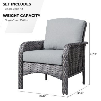 HOOOWOOO 2-piece Wicker Rattan Outdoor Patio Furniture Chair Set