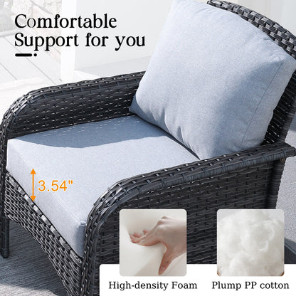 HOOOWOOO 2-piece Wicker Rattan Outdoor Patio Furniture Chair Set
