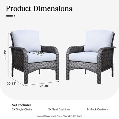 HOOOWOOO 2-piece Wicker Rattan Outdoor Patio Furniture Chair Set