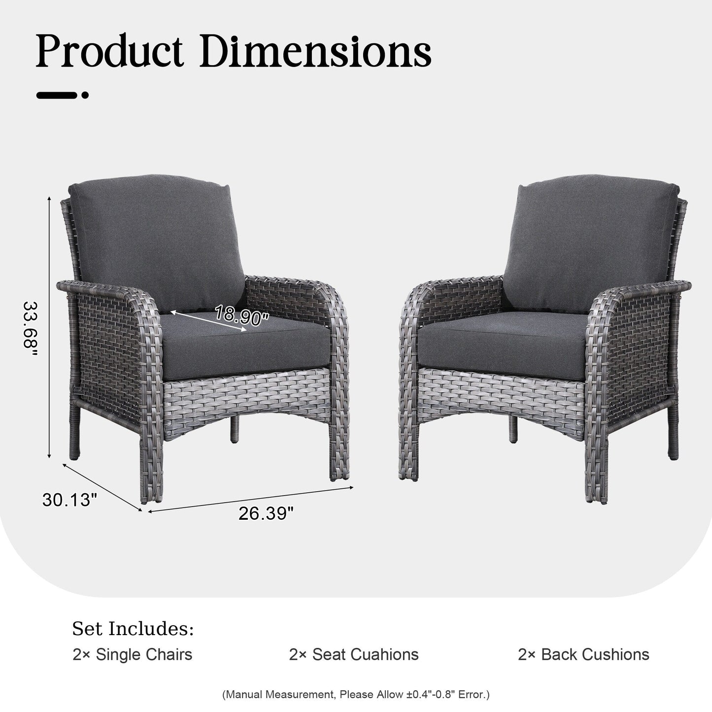 HOOOWOOO 2-piece Wicker Rattan Outdoor Patio Furniture Chair Set