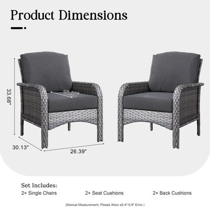 HOOOWOOO 2-piece Wicker Rattan Outdoor Patio Furniture Chair Set
