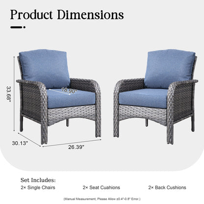 HOOOWOOO 2-piece Wicker Rattan Outdoor Patio Furniture Chair Set