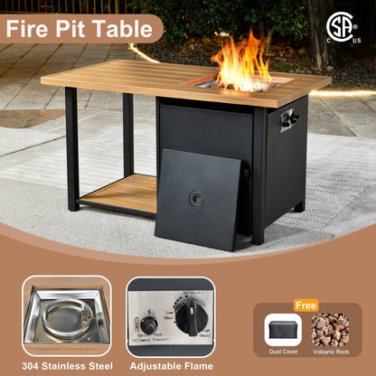 HOOOWOOO 6-piece Wicker Patio Outdoor Furniture Fire Pit Set with Swivel Rocking Chair