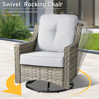 HOOOWOOO 9-piece Wicker High Back Patio Outdoor Swivel Chair Set