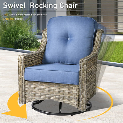 HOOOWOOO 9-piece Wicker High Back Patio Outdoor Swivel Chair Set