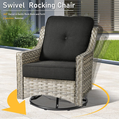 HOOOWOOO 9-piece Wicker High Back Patio Outdoor Swivel Chair Set