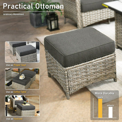 HOOOWOOO 9-piece Wicker High Back Patio Outdoor Swivel Chair Set