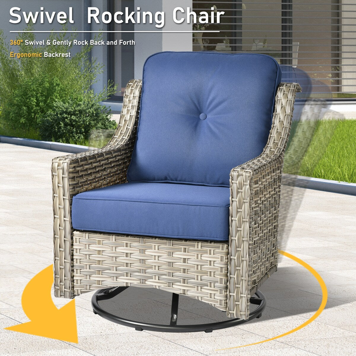 HOOOWOOO 9-piece Wicker High Back Patio Outdoor Swivel Chair Set