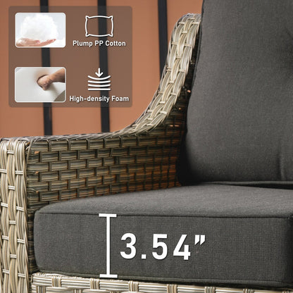 HOOOWOOO 9-piece Wicker High Back Patio Outdoor Swivel Chair Set