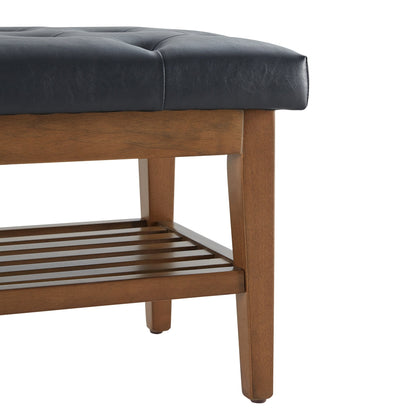 Entryway Shoe Bench Storage Bench Fabric Solid Wood, 43-inch Upholstered Bench for Living Room, Bedrooms