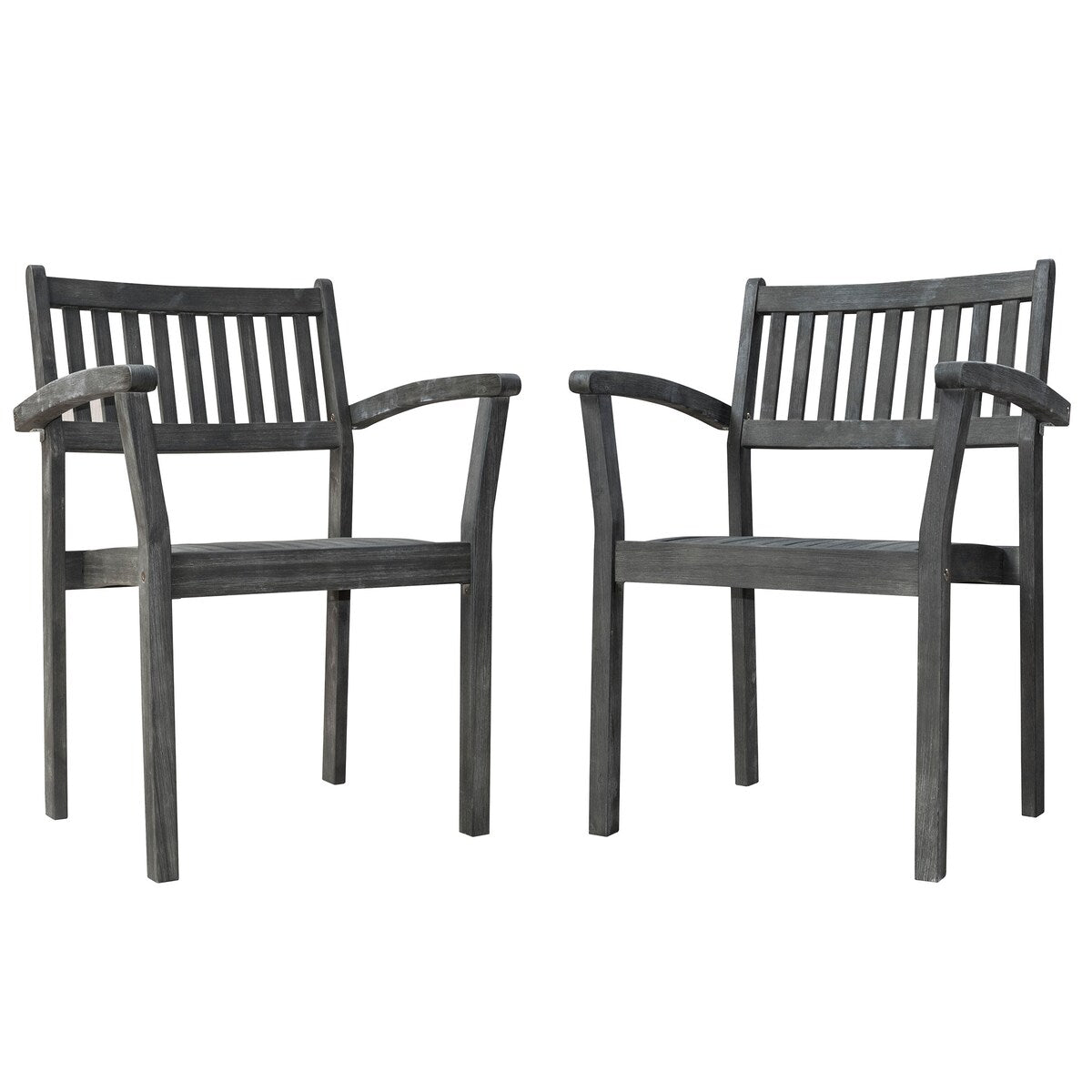 Hakan Wood Patio Curvy Legs Table and Stacking Chair Set