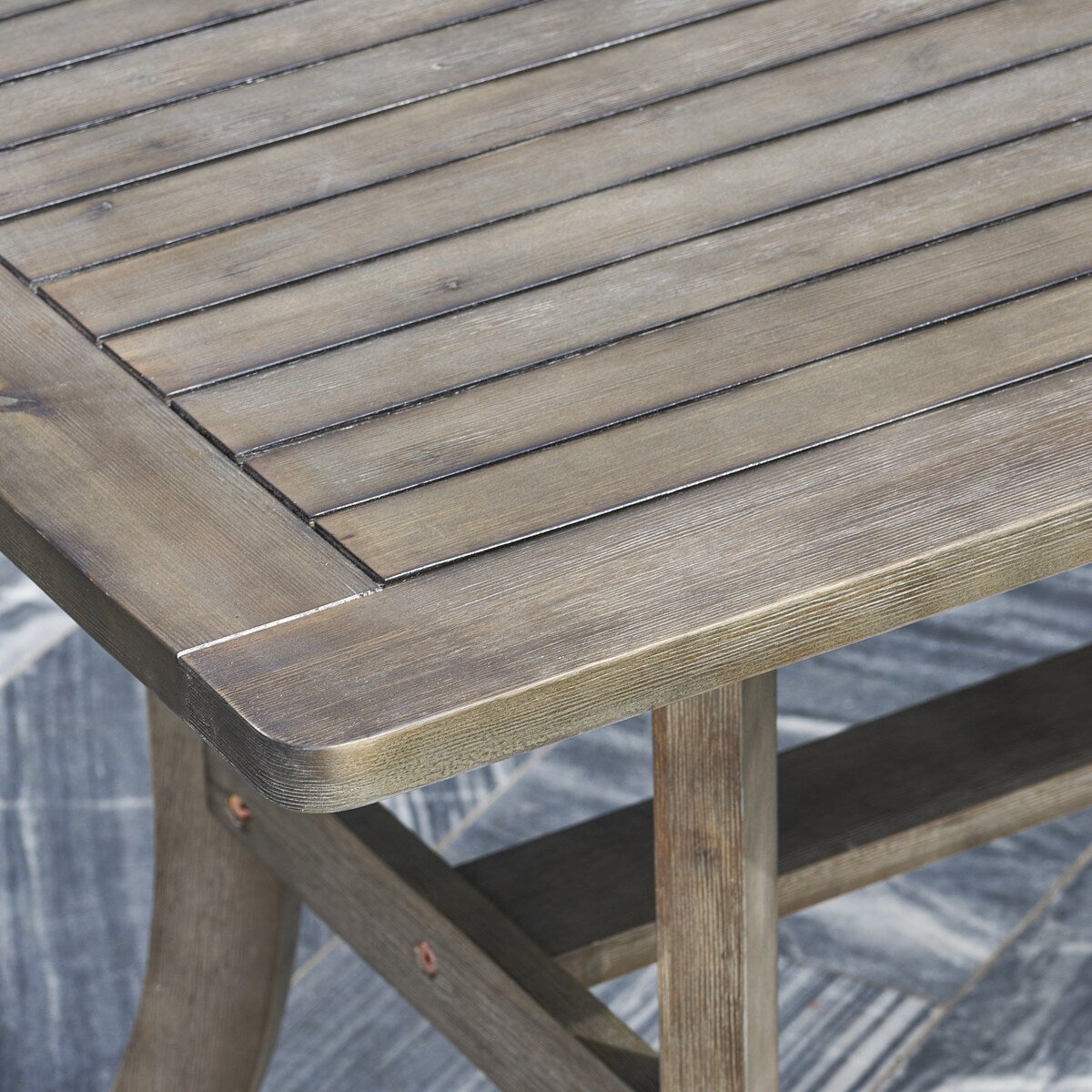 Hakan Wood Patio Curvy Legs Table and Stacking Chair Set