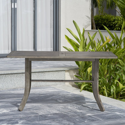 Hakan Wood Patio Curvy Legs Table and Stacking Chair Set