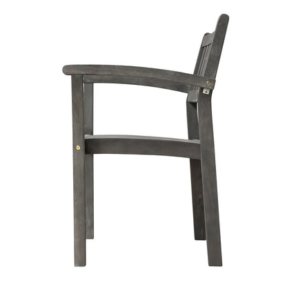 Hakan Wood Patio Curvy Legs Table and Stacking Chair Set
