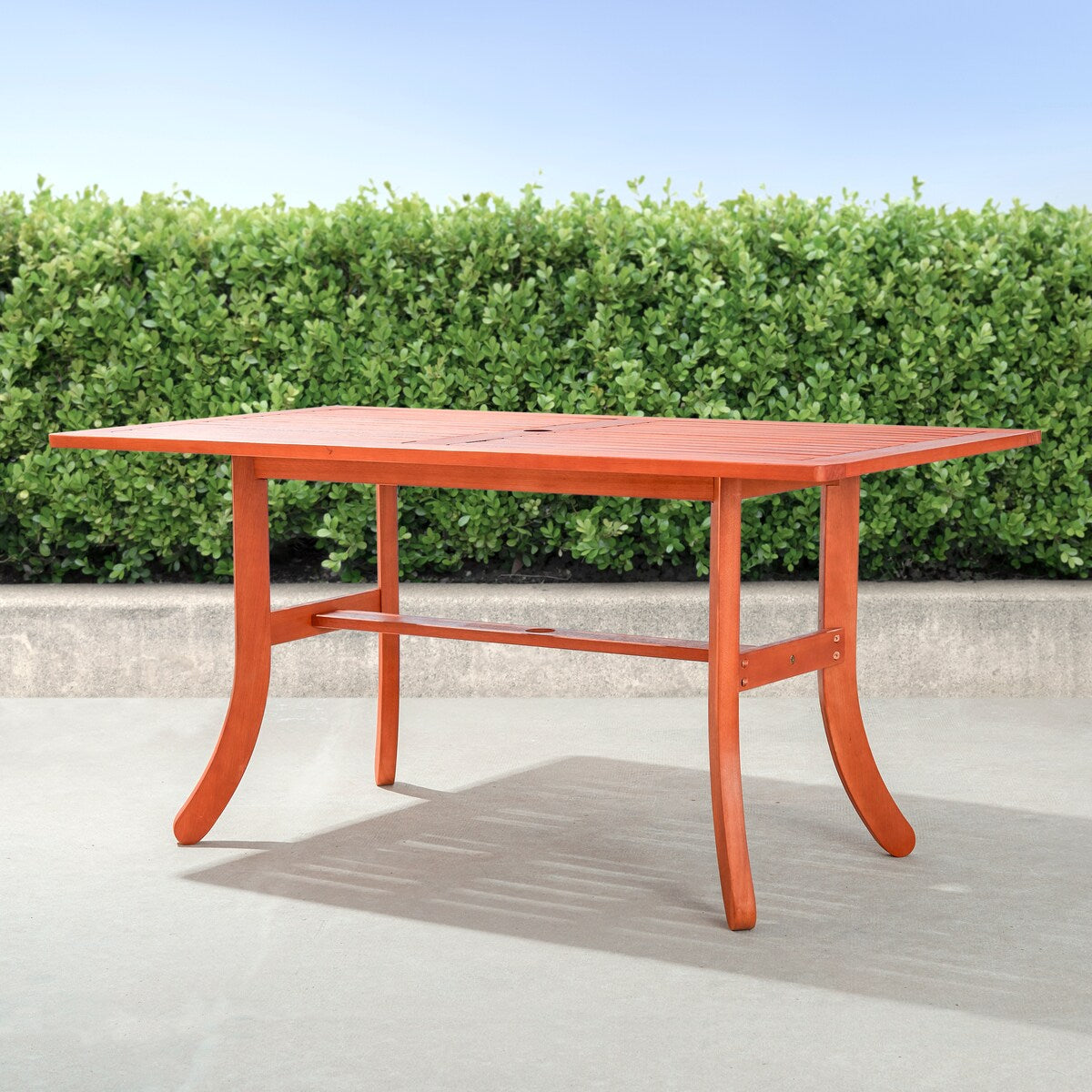 Hakan Wood Patio Curvy Legs Table and Stacking Chair Set