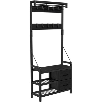 Hall Tree with Bench, Can Divided into freestanding Shoe Bench and Wall Rack