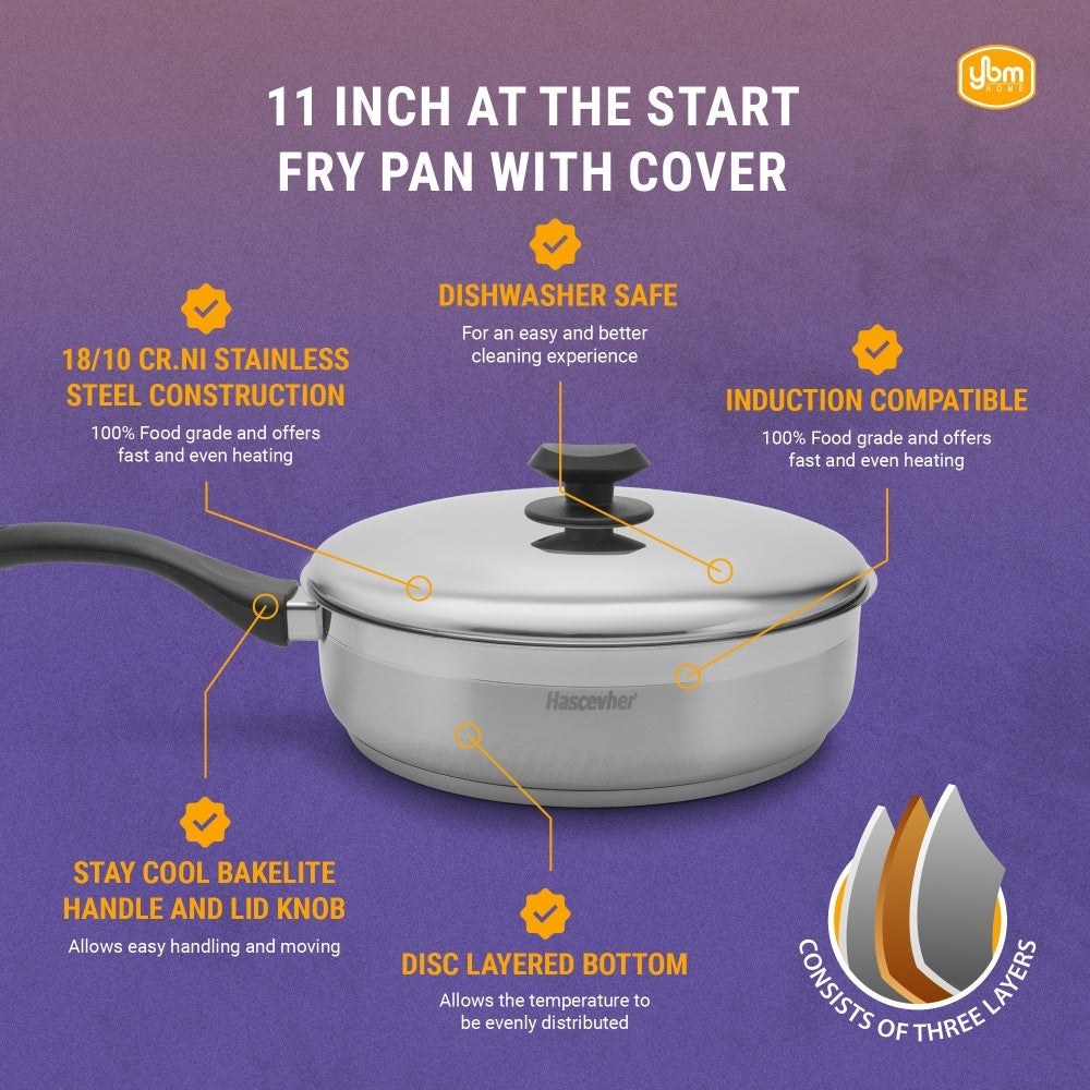 Hascevher Surme Stainless Steel Frying Pan - Induction Compatible