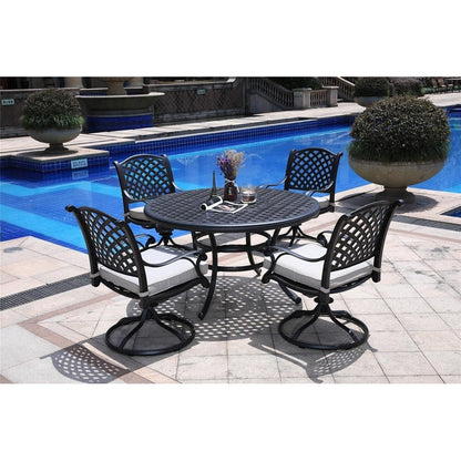 South Ponto 5-piece Aged Bronze Aluminum Round Dining Set with Swivel Chairs by Havenside Home