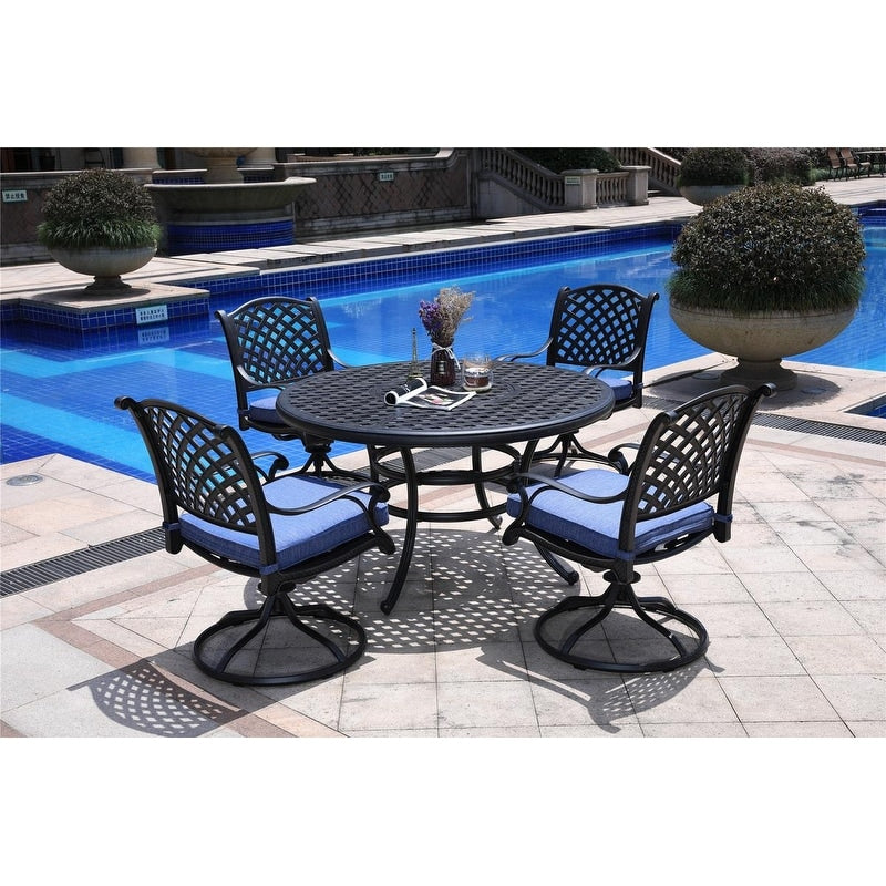 South Ponto 5-piece Aged Bronze Aluminum Round Dining Set with Swivel Chairs by Havenside Home