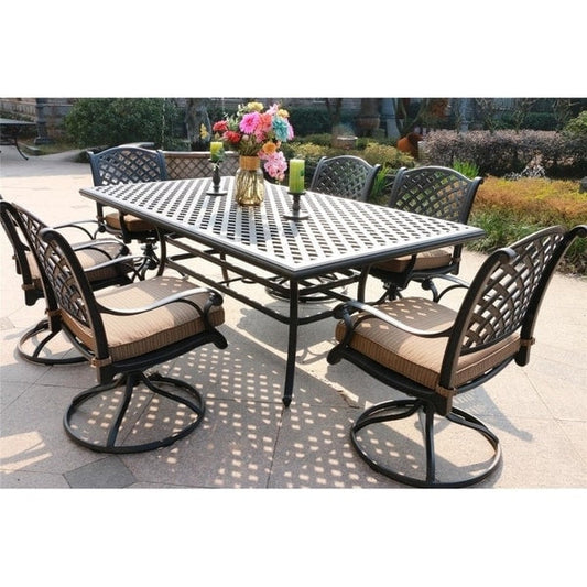 South Ponto 7-piece Aluminum Dining Set with Cushioned Swivel Chairs by Havenside Home