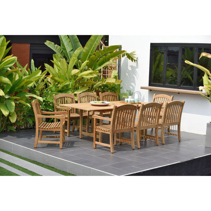9pc Solid Teak Outdoor Patio Dining Set - 9 Piece