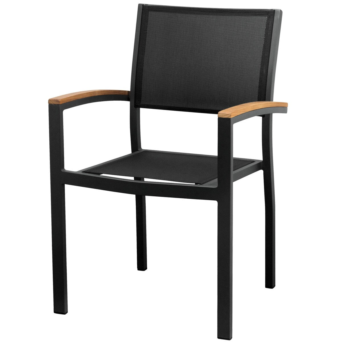 Heck 13 Pieces FSC Teak Aluminum Outdoor Dining Set for 12 Person, Extendable Table and Stackable Chair, Charcoal Black
