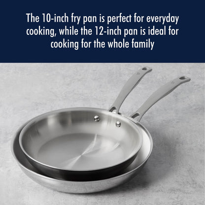 Henckels Clad H3 2-pc Stainless Steel 10-in & 12-in Fry Pan Set