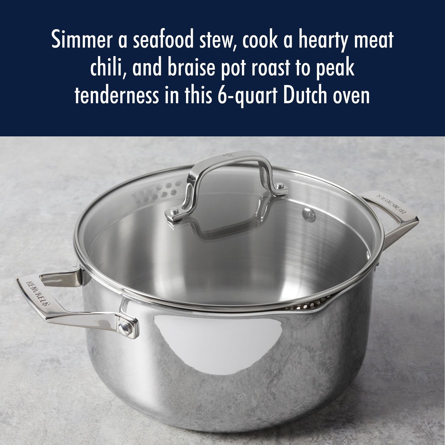 Henckels Clad H3 6-qt Stainless Steel Dutch Oven with Lid