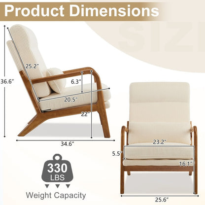 High Back Solid Wood Armrest Backrest Leisure Chair Accent Chair