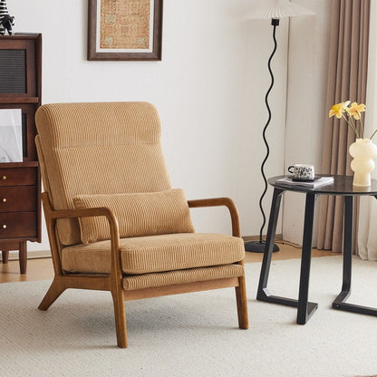 High Back Solid Wood Armrest Backrest Leisure Chair Accent Chair