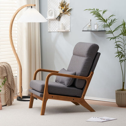 High Back Solid Wood Armrest Backrest Leisure Chair Accent Chair