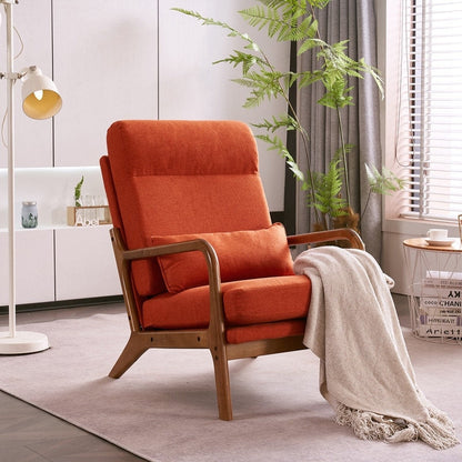 High Back Solid Wood Armrest Backrest Leisure Chair Accent Chair