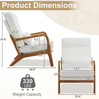 High Back Solid Wood Armrest Backrest Leisure Chair Accent Chair