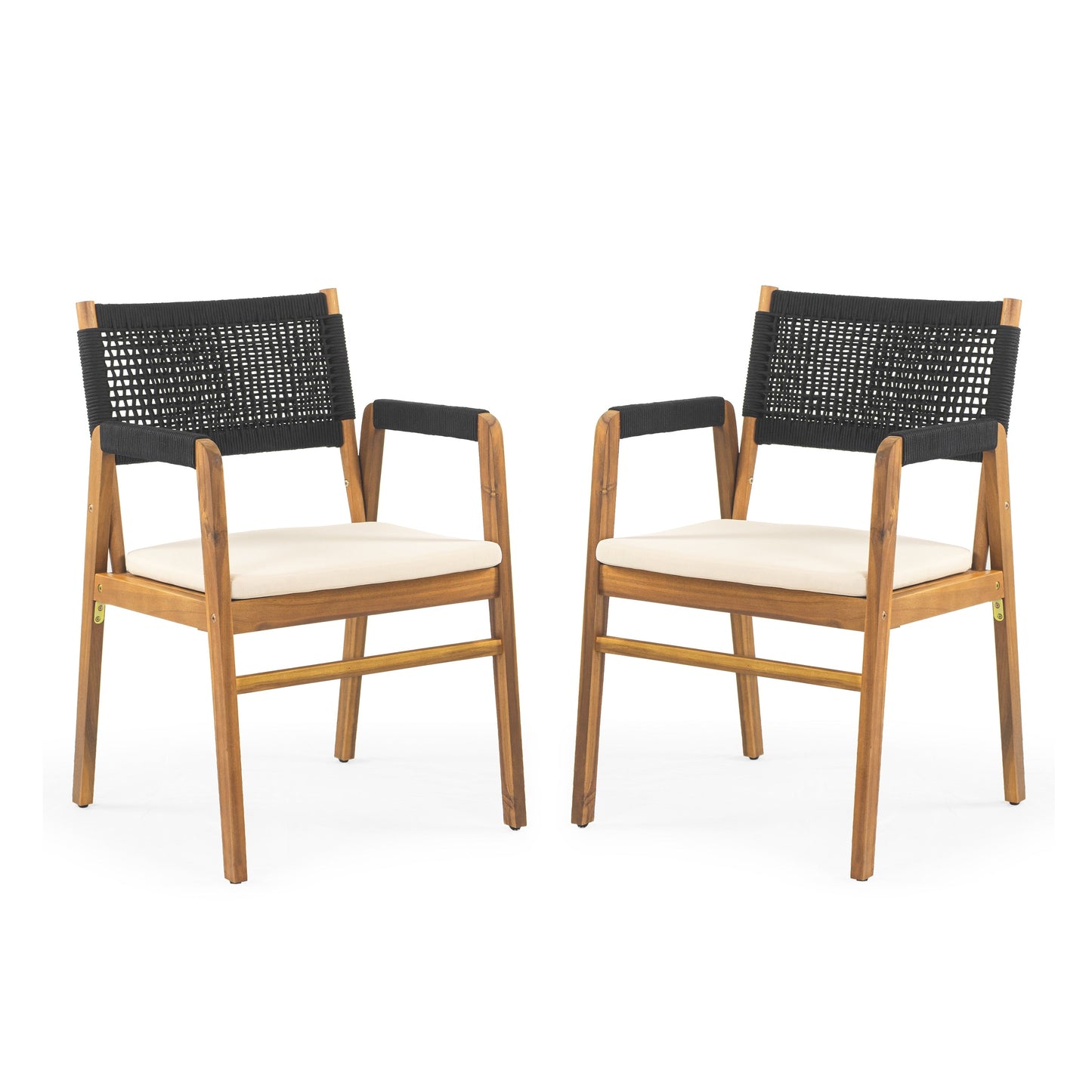 Holomn Outdoor 7-piece Acacia Wood Dining Set with Rope Chairs by Christopher Knight Home